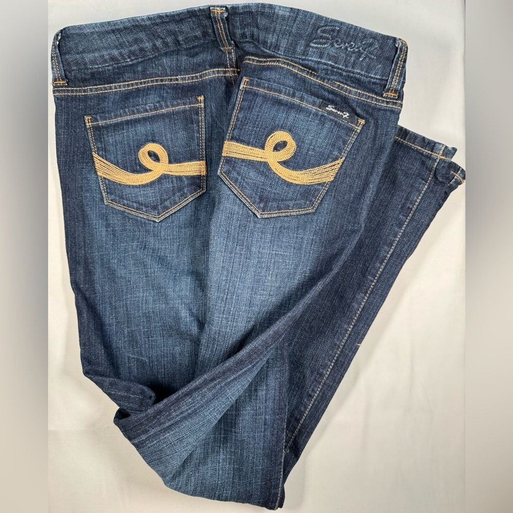 Seven7 Dark Blue Straight Leg Women's Jeans - Picture 6 of 6